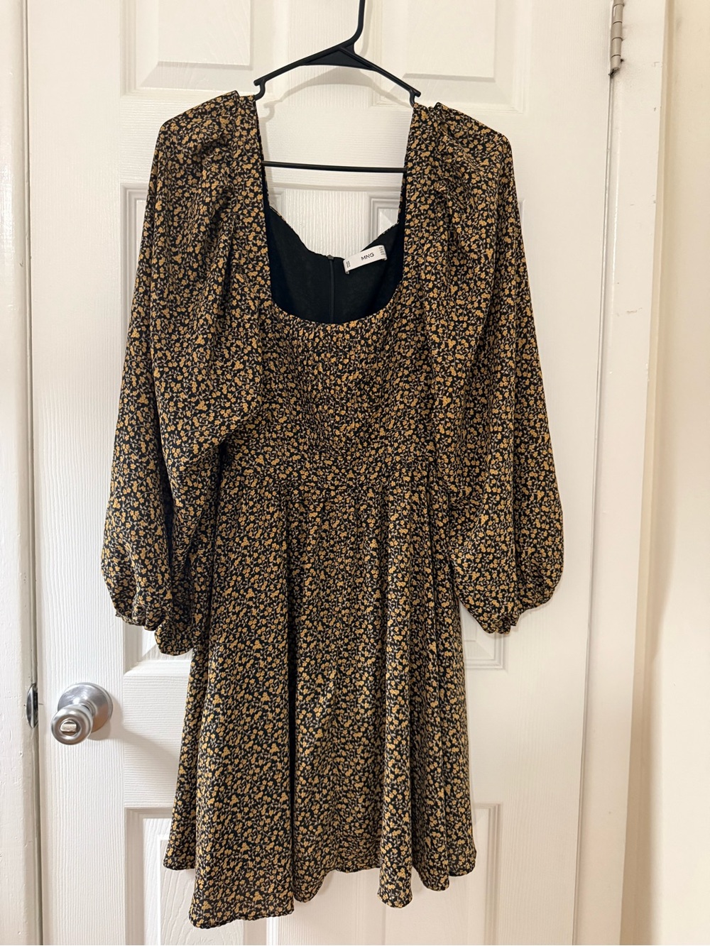 Mango Black Dress with Yellow Floral Print